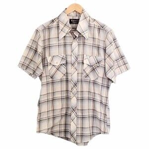 Vintage 80s Esprit By Campus Plaid Western Shirt Button Up Short Sleeve 16L 16.5